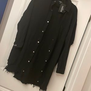 Zara distressed denim shirt dress